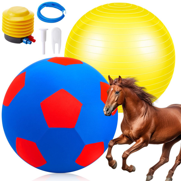 48 Inch Giant Herding Ball for Horses with Covers and Pump, Blue-red