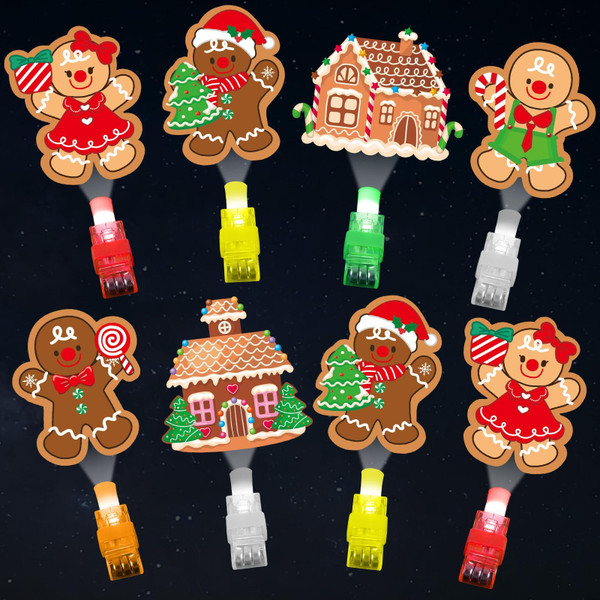 36Pcs Christmas LED Finger Lights Gingerbread Man Party Favors Glow in the Dark Light Up Finger Lights Xmas Toys Bulk for Holiday Birthday Party Goodie Bag Stuffer Birthday Gifts Classroom Prize