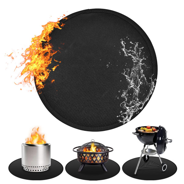 36" Round Fire Pit Mat for Solo Stove Bonfire, Fireproof Mats for Under Reusable Oil-Proof Waterproof BBQ Pad for Deck Patio Grass Outdoor Indoor Grill Solo Stove Accessories