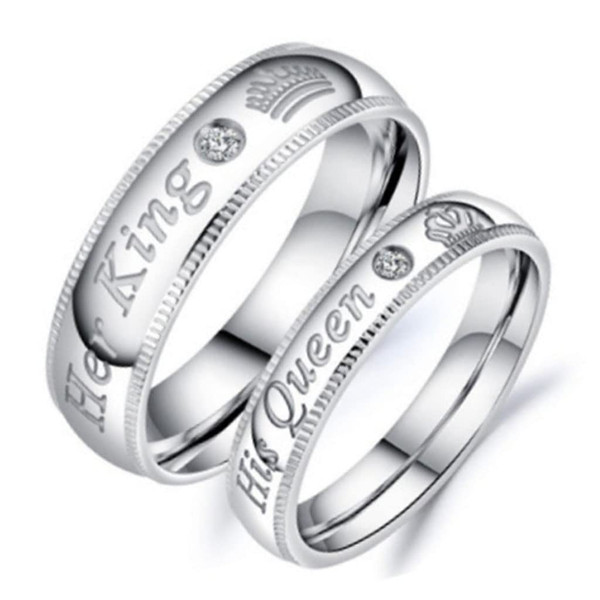 PHILSP King and Queen Matching Promise Rings - Adjustable Opening, Suitable for Ladies and Men - Silver