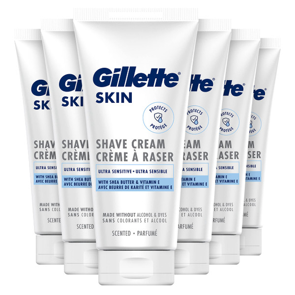 6 x 175ml Gillette Skin Ultra Sensitive Shave Cream with Shea Butter & Vitamin E
