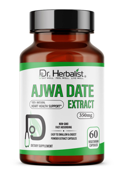 Dr. HERBALIST Ajwa Date 350mg - 60 Capsules | Non-GMO | Vegetarian