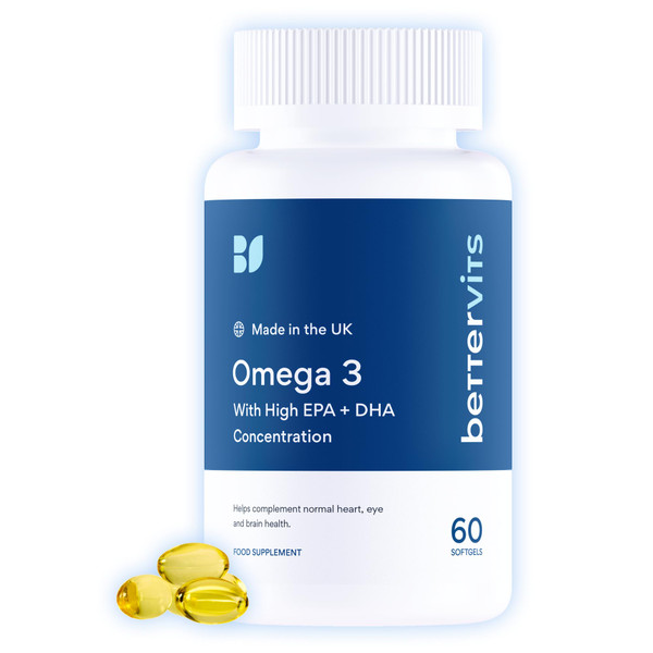 Bettervits Omega 3 Fish Oil High Strength - 660mg EPA 440mg DHA | 60 Caps