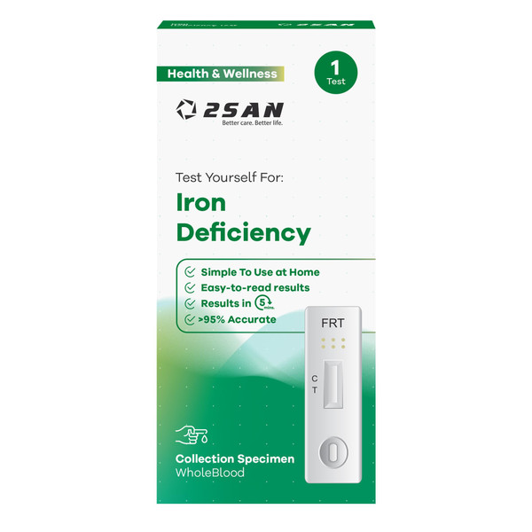 2SAN Iron Deficiency Test at Home UK - 1 Pack - Ferritin Testing kit for Blood Anemia Detection, Accurate and Easy Iron Level Test kit for Deficiency Detection Check
