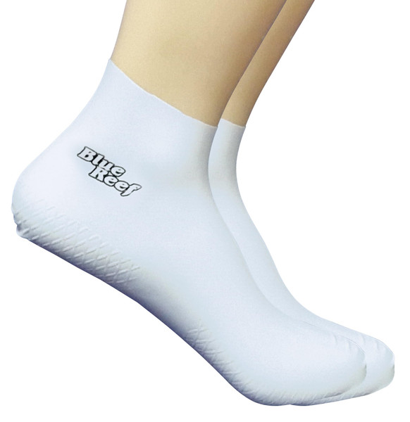 Blue Reef White Anti Verruca 100% Latex Aqua Swimming Swim Pool Socks Sox Tight Fitting Girls Boys Ladies & Men Zig Zag Patterned Sole (White XLarge 8.5-11 Adults)