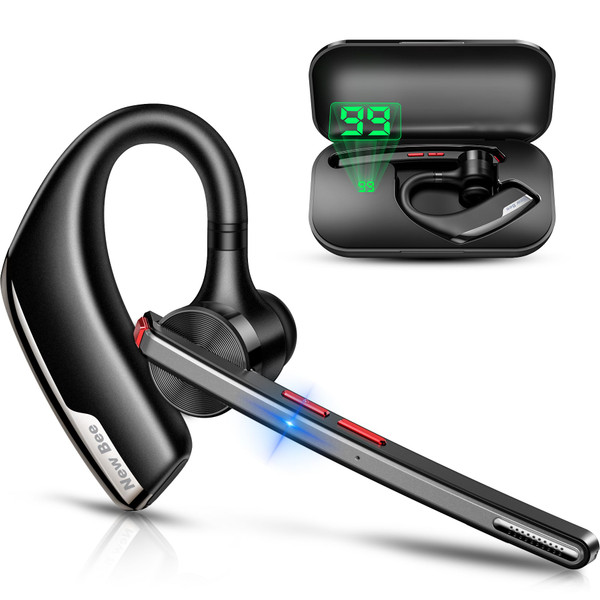 New Bee Bluetooth Headset V5.2 Bluetooth Earpiece for Driving, Black, 1Pcs