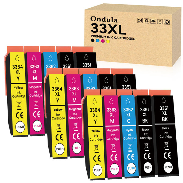 Ondula 33XL Ink Cartridges Replacement for Epson 33 XL Multipack for Expression Premium XP-900 XP-540 XP-640 XP-530 XP-635 XP-645 XP-830 XP-630 XP-7100, Black Photo Black Cyan Magenta Yellow, 15-Pack