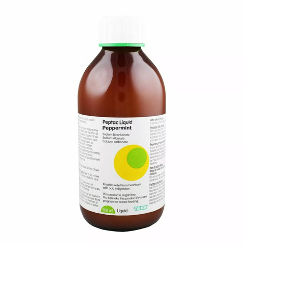Peptac Liquid Peppermint, 500 ml, Sugar-Free Indigestion Relief - Free Measuring Cup - Fast-Acting Heartburn, Indigestion, Acid Reflux, and Nausea Relief