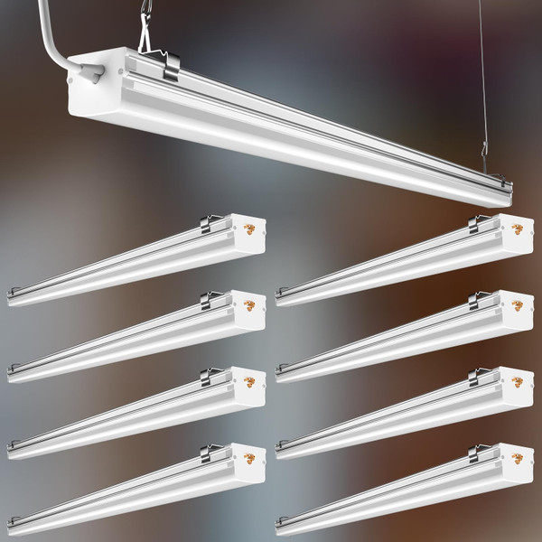 Lightdot 8Pack 4FT LED Shop Light Linkable, 3.5 Inch 100W[Eqv.600W] Utility Shop Lights, 15000LM, 100-277V, 5000K Garage Lights with 5FT Power Cord, Hanging&Flushmount Integrated Fixture for Workshop