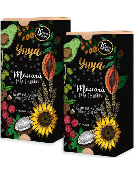 YuYa Cruelty-Free Makeup - Natural Oils Mascara Set for Bold & Healthy Lashes - Lasts All Day - 2 Pack with Easy-to-Use Applicator