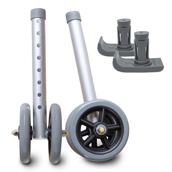 Top Glides Heavy Duty Bariatric 5" Walker Wheel Kit with FlexFit Universal Ski Glides (Gray) Top Glides Heavy Duty Bariatric 5" Walker Wheel Kit with FlexFit Universal Ski Glides (Gray)