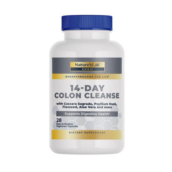 Nature's Lab Gold 14 Day Colon Cleanse* - Blend of Probiotics, Fiber, Flavonoids, Plant Extracts - 28 Ct (14 Day Supply)