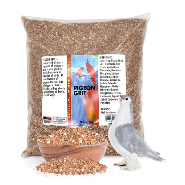 Morning Bird Pigeon Grit - Healthy & Nutritious Pigeon Food to Supports Strong Muscles & Bones for All Bird Species - Easy to Digest & Packed with Natural Mineral Supplement - 9 lbs