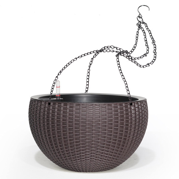 Dexceder 13.5 Inch Large Self Watering Hanging Planters Indoor Outdoor, Thickened Hanging Basket Flower Plant Pot with Water Level Indicator (Brown) Dexceder 13.5 Inch Large Self Watering Hanging Planters Indoor Outdoor, Thickened Hanging Basket Flower Plant Pot with Water Level Indicator (Brown)