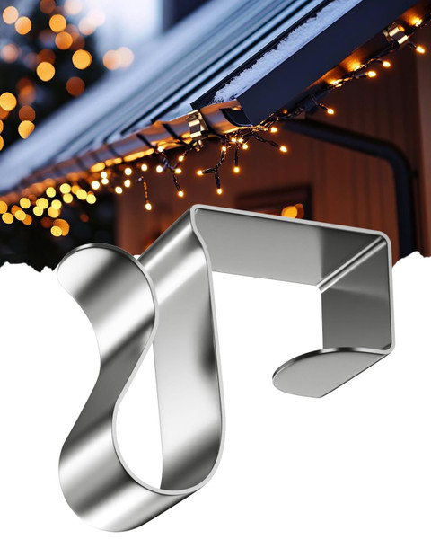 Gutter Clips for Hanging Outdoor Lights: 50 Pcs Metal Christmas Light Clips for outside String Lights - Weatherproof Gutter Clips for Xmas Halloween Seasonal Rope Mini Decoration Lights Gutter Clips for Hanging Outdoor Lights: 50 Pcs Metal Christmas Light Clips for outside String Lights - Weatherproof Gutter Clips for Xmas Halloween Seasonal Rope Mini Decoration Lights