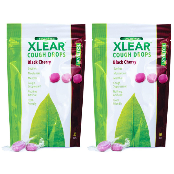 Xlear Xylitol Sugar-Free Cough Drops for Adults and Kids, Sugarless Dry Mouth Lozenges for Sore Throat Relief, Non-GMO, Gluten-Free, Natural Black Cherry, 30 Count (Pack of 2) Xlear Xylitol Sugar-Free Cough Drops for Adults and Kids, Sugarless Dry Mouth Lozenges for Sore Throat Relief, Non-GMO, Gluten-Free, Natural Black Cherry, 30 Count (Pack of 2)