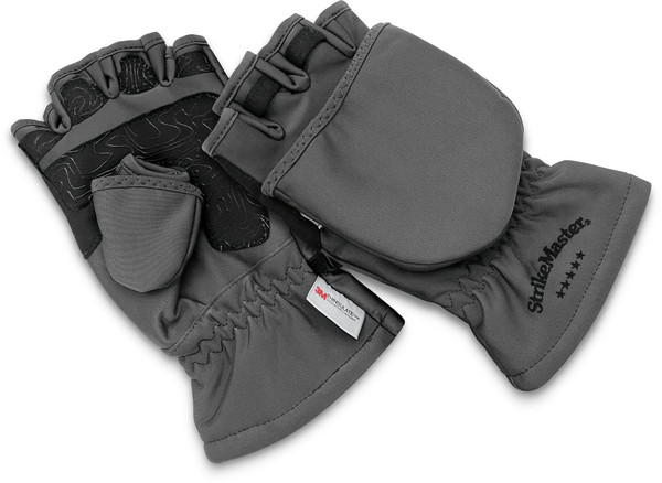 StrikeMaster Gloves Five Finger Flip Mitt - Grey StrikeMaster Gloves Five Finger Flip Mitt - Grey