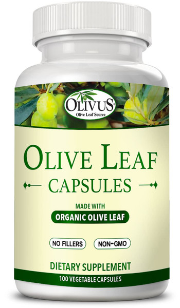 Olive Leaf Capsules - 550 mg Vegetable Capsules - Pure Organic Olive Leaf Powder with No Fillers - Immune Support Antioxidant Supplement (100)