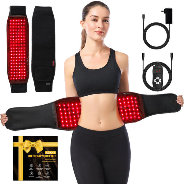 Long Red Light Therapy Belt, 18 W 120 Beads Wearable Near Red Infrared Light Therapy Wrap for Body, 660nm & 850nm, Auto Timer, Ideal for Shoulder Waist Back Body