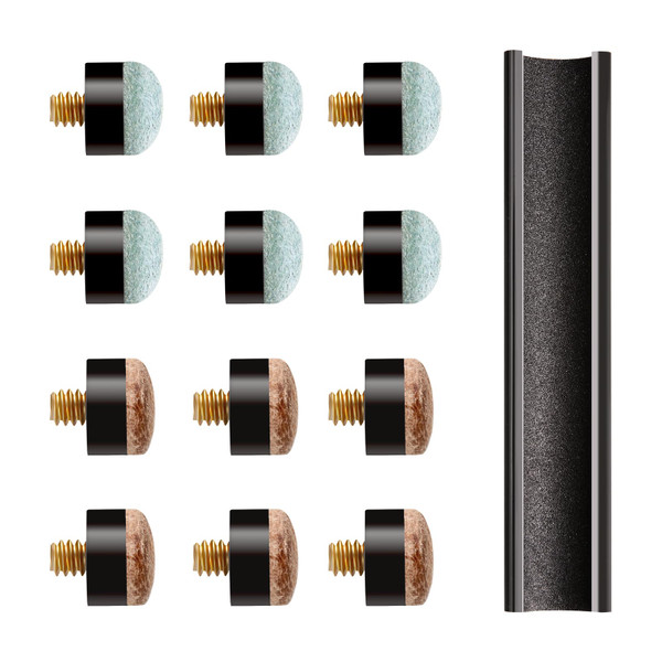 Sinsilvie 12 PCS Pool Stick Tips Replacement Kit,10mm/12mm/13mm,Hard&Soft Screw on Pool Cue Stick Tips,Pool Cue Tips with Shaper (6xHard & 6xSoft 10mm)