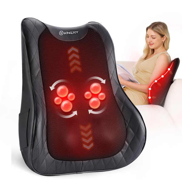 KINGJOY Back Massager for Pain Relief Deep Tissue, Full Back Massager with Heat, 3D Kneading Massage Pillow with 3 Intensities for Back, Neck, Shoulder, Spot Massage, Gifts for Women Man KINGJOY Back Massager for Pain Relief Deep Tissue, Full Back Massager with Heat, 3D Kneading Massage Pillow with 3 Intensities for Back, Neck, Shoulder, Spot Massage, Gifts for Women Man