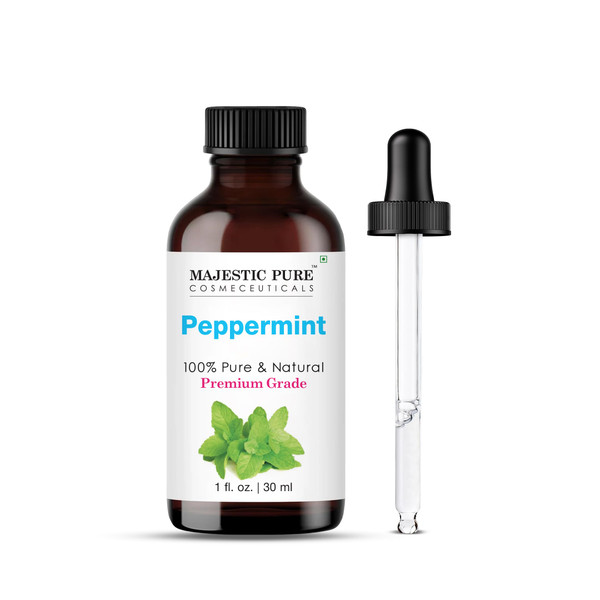 Majestic Pure Peppermint Essential Oil with Glass Dropper - 1 Fl Oz - 100% Pure and Natural Peppermint Oil - Premium Grade Essential Oils for Diffuser, Aromatherapy, Soap and Candle Making