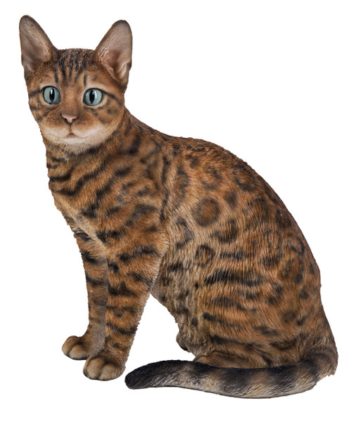HiLine Gift Ltd. Sitting Bengal Cat Statue,Brown