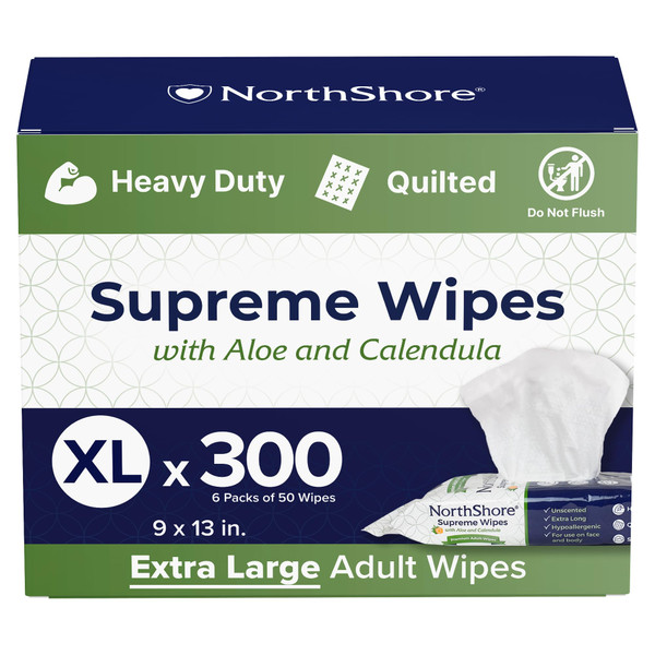 NorthShore Supreme Heavy-Duty Quilted Wipes, X-Large, Case/300 (6/50s) NorthShore Supreme Heavy-Duty Quilted Wipes, X-Large, Case/300 (6/50s)