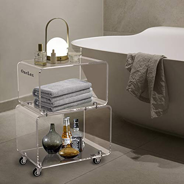 2119 Rolling Utility Cart Tower Rack for Kitchen Bathroom Laundry Dining Room Places,Acrylic Mobile Storage Cart On Wheels