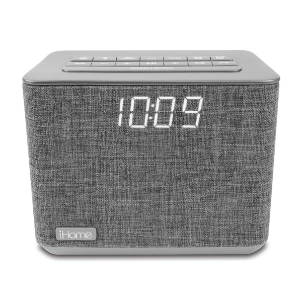 iHome iBT232 Bluetooth Dual Alarm FM Clock Radio with Speakerphone and USB Charging -Gray (Newest Model)