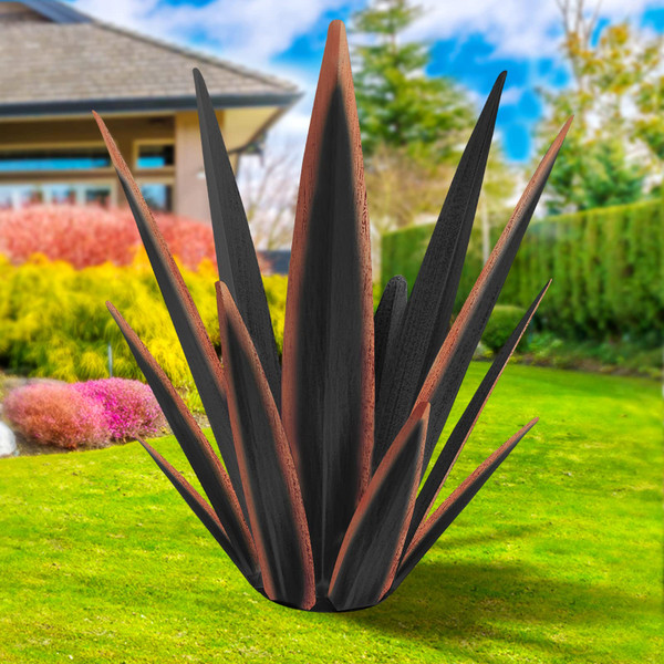 KODIBO Large Tequila Rustic Sculpture, Rustic Metal Agave Plants for Outdoor Patio Yard, Home Decor Hand Painted Metal Agave Garden Yard Statue, Outdoor Lawn Ornaments Yard Stakes (Black -L) KODIBO Large Tequila Rustic Sculpture, Rustic Metal Agave Plants for Outdoor Patio Yard, Home Decor Hand Painted Metal Agave Garden Yard Statue, Outdoor Lawn Ornaments Yard Stakes (Black -L)