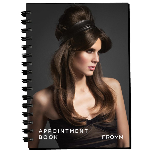 Fromm Spiral Bound Appointment Book for Salon, Spa, Hairstylists, Undated Schedule Book, Scheduling Planner for Professionals, 6” x 8.5”, Black