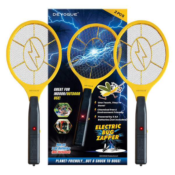 DEVOGUE® Pack of 2 Electric Fly Swatter Bug Zapper Battery Operated Flies Killer Indoor & Outdoor Pest Control Mosquito Zapper and Insect Catcher Racket (Packing May Vary) DEVOGUE® Pack of 2 Electric Fly Swatter Bug Zapper Battery Operated Flies Killer Indoor & Outdoor Pest Control Mosquito Zapper and Insect Catcher Racket (Packing May Vary)