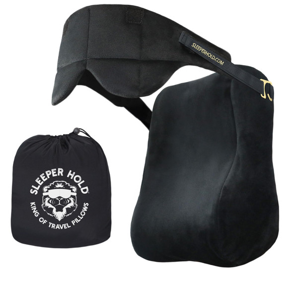 Sleeper Hold Travel Pillow - Real Sleeping Experience on Long Flights - Head Strap with Eye Mask - Super-Soft, Lightweight, Easy-to-Carry, and Machine-Washable Airplane Pillow