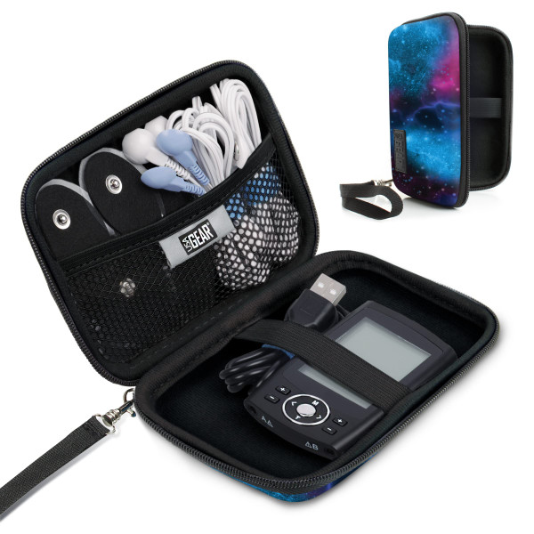 USA GEAR Small Travel Case for TENS Unit Muscle Stimulators Compatible with Belifu, HiDow, AUVON 2 Output Units - Storage for TENS Device, Pads, Cables - Scratch Resistant Interior (Case Only)