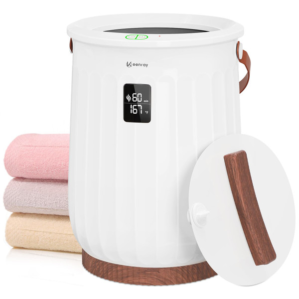 Keenray Towel Warmer Bucket, Luxury Hot Towel Warmer with LED Display, Child Safety Lock, Heat Timer 15/30/45/60 Min Adjustable, for Hot Tub, Bathroom, Spa, Brown, CL27 Keenray Towel Warmer Bucket, Luxury Hot Towel Warmer with LED Display, Child Safety Lock, Heat Timer 15/30/45/60 Min Adjustable, for Hot Tub, Bathroom, Spa, Brown, CL27