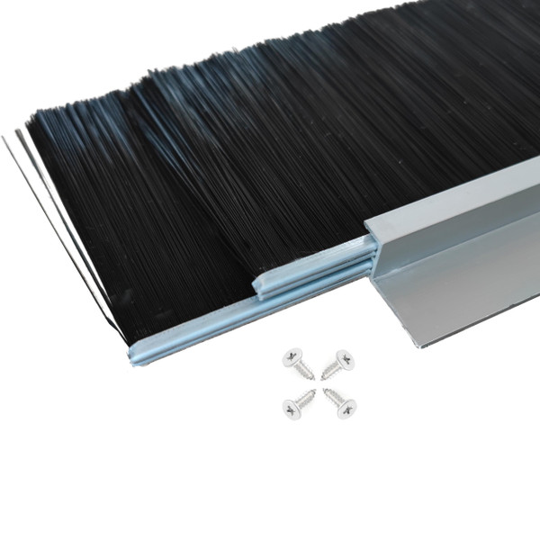 3 Pack Double Layer Door Brush Sweep – 2.5" W x 39.3" L Retsun Heavy Duty W Aluminum Garage Door Bottom Seal | Exterior Roll-Up Door Gap Filler（Double2.5, 3）