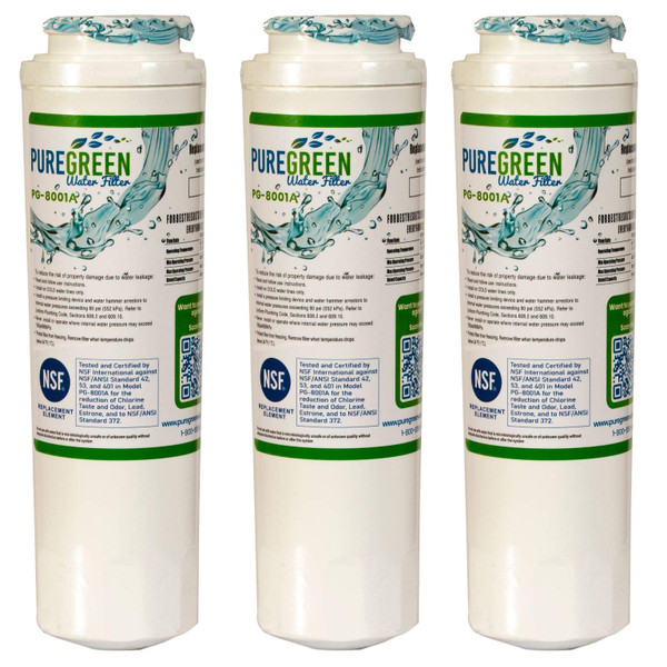 Pure Green Water Filter PG-8001 NSF Certified | Maytag UKF8001 UKF8001A Refrigerator Water Filter, | 3 Pack
