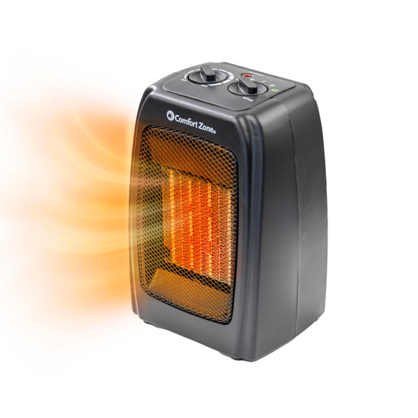 Comfort Zone CZ442E Personal Energy Save Ceramic Heater - 1500W Portable with Adjustable Thermostat, Tip-Over Switch & Overheat Protection, Black