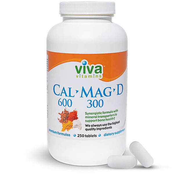 CalMagD - Calcium Supplement with Magnesium and Vitamin D as D3 - Calcium Magnesium Supplement for Strong Bone, Teeth & Joint Support - Calcium 600 Magnesium 300 Plus VIT D - Vegan - 250 Tabs