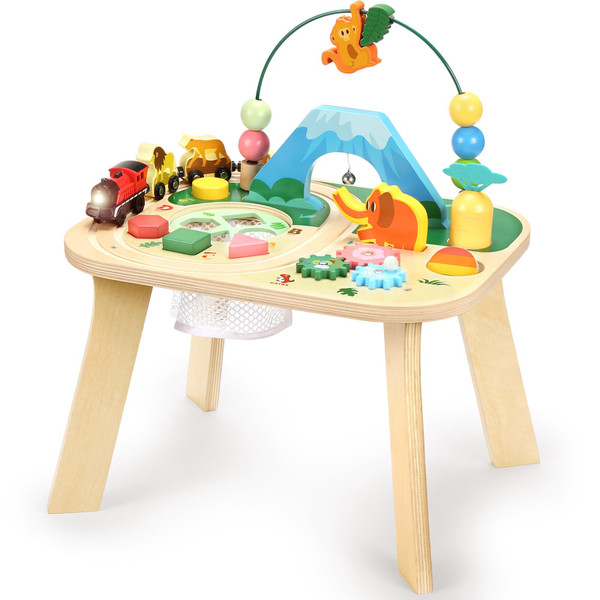 oathx Activity Table for 1 Year Old Toddler, 9-in-1 Multi-Colorful Wooden Montessori Toys, Baby Play Table with Bead Maze Shape Sorter Train Toy, Educational Gifts for 12 Months+ Kids Boys Girls oathx Activity Table for 1 Year Old Toddler, 9-in-1 Multi-Colorful Wooden Montessori Toys, Baby Play Table with Bead Maze Shape Sorter Train Toy, Educational Gifts for 12 Months+ Kids Boys Girls