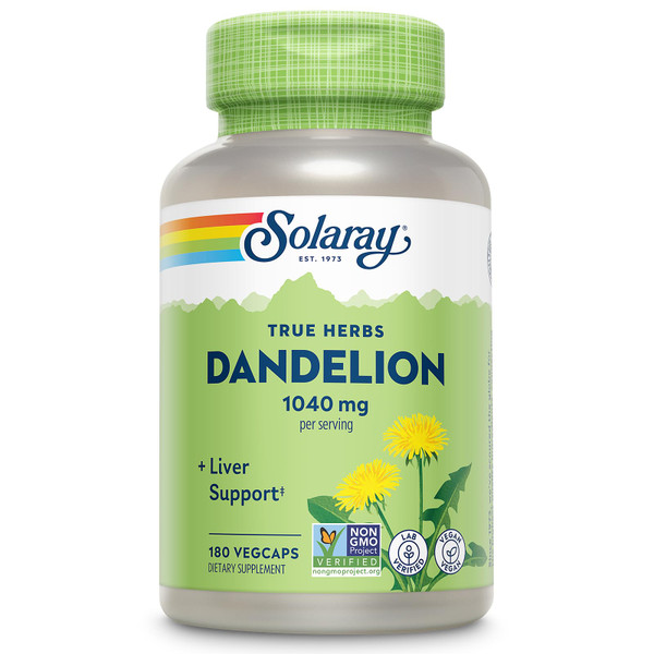 SOLARAY Dandelion Root Supplement - Healthy Kidney and Liver Support - 1,040 mg per Serving - Vegan, Lab Verified, 60-Day Guarantee - 90 Servings, 180 VegCaps