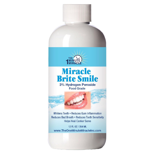 Miracle Brite Smile - 3% Hydrogen Peroxide Medical Food Grade, Peppermint, Lemon, Clove Leaf, Cinnamon and Rosemary Miracle Brite Smile - 3% Hydrogen Peroxide Medical Food Grade, Peppermint, Lemon, Clove Leaf, Cinnamon and Rosemary