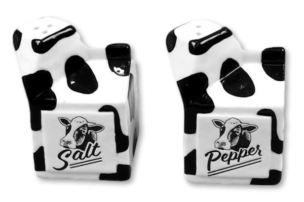 The Bridge Collection 3.15" Cow Print Milk Carton Salt and Pepper Shaker Holder Set - 2 Piece Set - Cow Kitchen Items - Fun Salt and Pepper Shakers for Farmhouse, Country, or Cow Decor