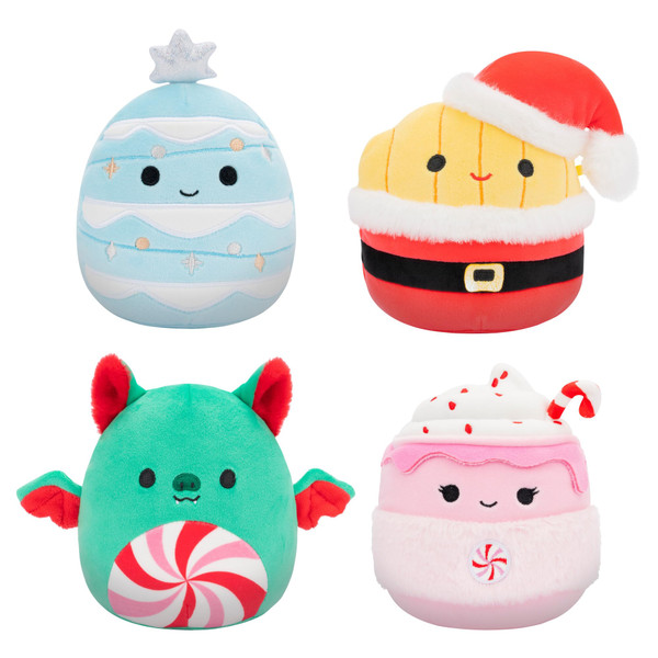 Squishmallows Original 5-Inch Holiday 4-Pack – Ethel Hot Chocolate, Floyd French Fries, Keiko Blue Christmas Tree, Ricardo Peppermint Bat – Official Jazwares Plush (Little) Squishmallows Original 5-Inch Holiday 4-Pack – Ethel Hot Chocolate, Floyd French Fries, Keiko Blue Christmas Tree, Ricardo Peppermint Bat – Official Jazwares Plush (Little)