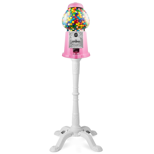 Olde Midway 15" Gumball Machine with Stand - Pink, Vintage-Style Bubble Gum Candy Dispenser with Glass Globe and Metal Base Olde Midway 15" Gumball Machine with Stand - Pink, Vintage-Style Bubble Gum Candy Dispenser with Glass Globe and Metal Base