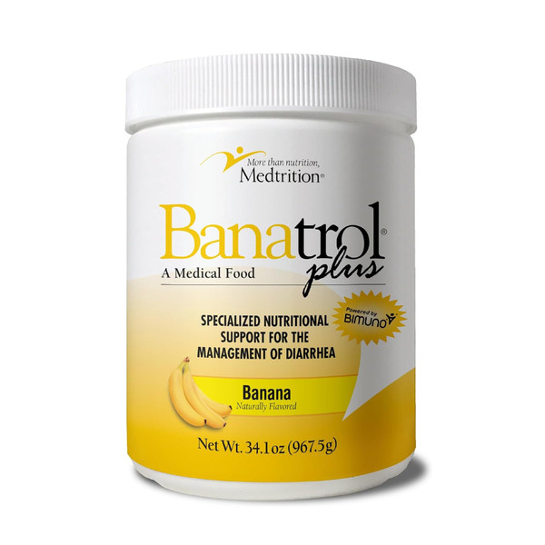 Banatrol® Natural Anti-Diarrheal with Prebiotics, Relief from Chronic Diarrhea, IBS, Recurring Diarrhea, Clinically Supported Medical Food, Non-Constipating, 90 Servings (Banana)