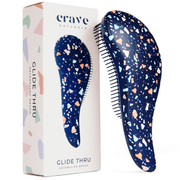 Crave Naturals Glide Thru Hair Brush - Detangler Brush for Curly, Straight, Wet or Dry Hair - Gentle Detangling Brushes for Adults, Kids, Toddlers - Hair Accessories for Women, 7.5"x3" - Terazzo Crave Naturals Glide Thru Hair Brush - Detangler Brush for Curly, Straight, Wet or Dry Hair - Gentle Detangling Brushes for Adults, Kids, Toddlers - Hair Accessories for Women, 7.5"x3" - Terazzo