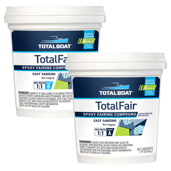 TotalBoat-434282 TotalFair Marine Epoxy Fairing Compound for Fiberglass, Wood, Aluminum and Steel (2 Pint Kit) TotalBoat-434282 TotalFair Marine Epoxy Fairing Compound for Fiberglass, Wood, Aluminum and Steel (2 Pint Kit)