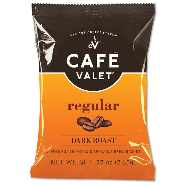 Café Valet Regular Dark Roast Single Serve Coffee Packets – 84 Count – For Use with Café Valet Single Serve Cofee Makers – Disposable Brew Basket & Cofee Pack